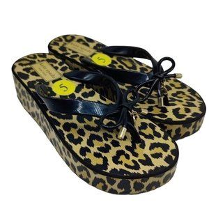 Kate Spade Thong Platform Sandals Black Tan Size 5 Rhett Flip Flops